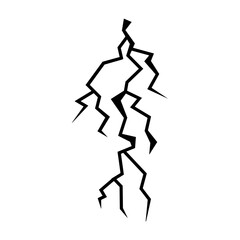 Lightning silhouettes isolated on white background. Electric bolts, Thunder strikes, Weather phenomenon icons template. Vector illustration.