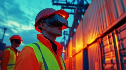 Team of Logistics Experts Utilizing VR Technology for Optimization