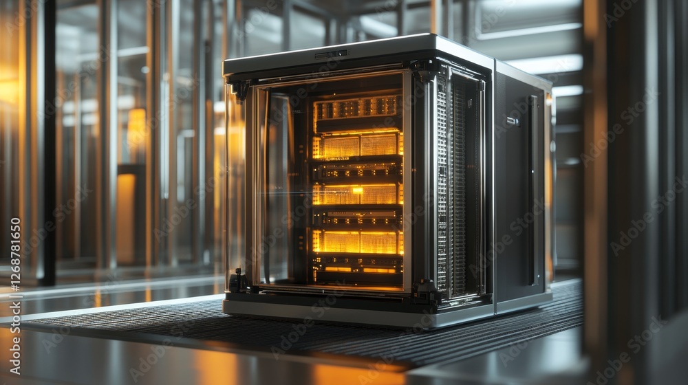 Aufkleber 3d model of a data server protected from cyber threats