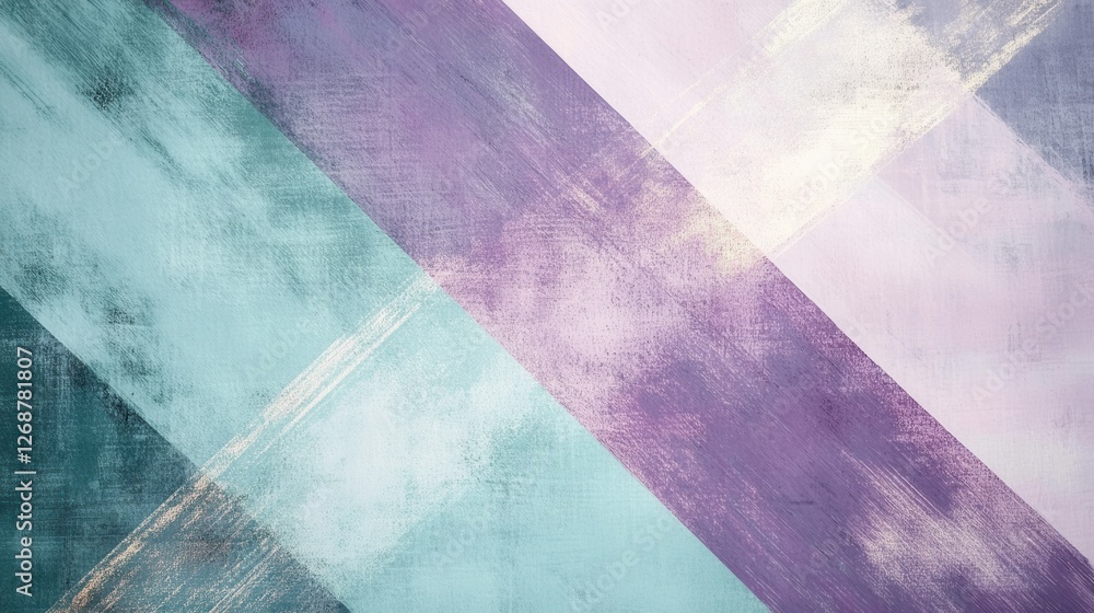Poster Abstract artwork featuring muted lavender and teal pencil strokes in dynamic diagonal patterns
