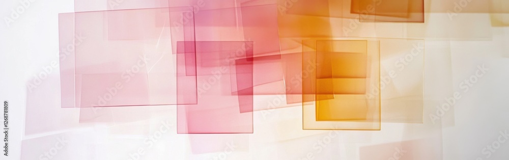 Poster fragmented grids create a harmonious interplay of muted amber and pink tones in a subtle abstract co