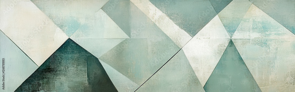 Poster abstract pastel mint and gray triangles create a modern geometric composition with soft color gradie