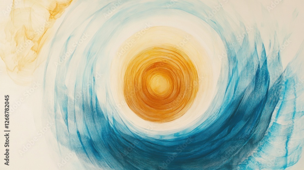 Aufkleber Circular abstract pencil strokes in warm and cool tones depicting a harmonious blend of color and form