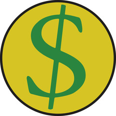 Dollar Coin Single Icon Vector