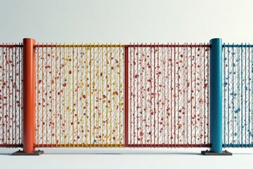 A Colorful Chain Link Fence with Decorative Elements Creates a Vibrant Barrier