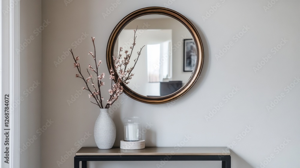 Aufkleber Decorative entryway features a mirror and vase with flowers creating an inviting atmosphere
