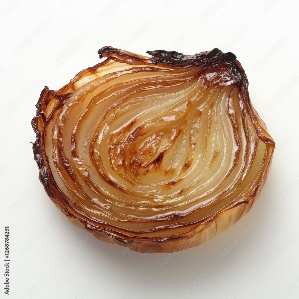 Poster roasted onion slice with caramelized outer layers showcasing rich golden tones and texture