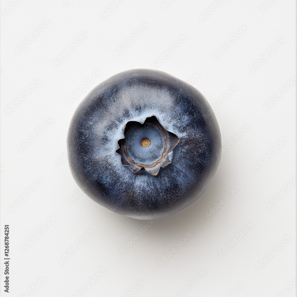 Poster single ripe blueberry showcasing its smooth surface against a light background in a kitchen setting 