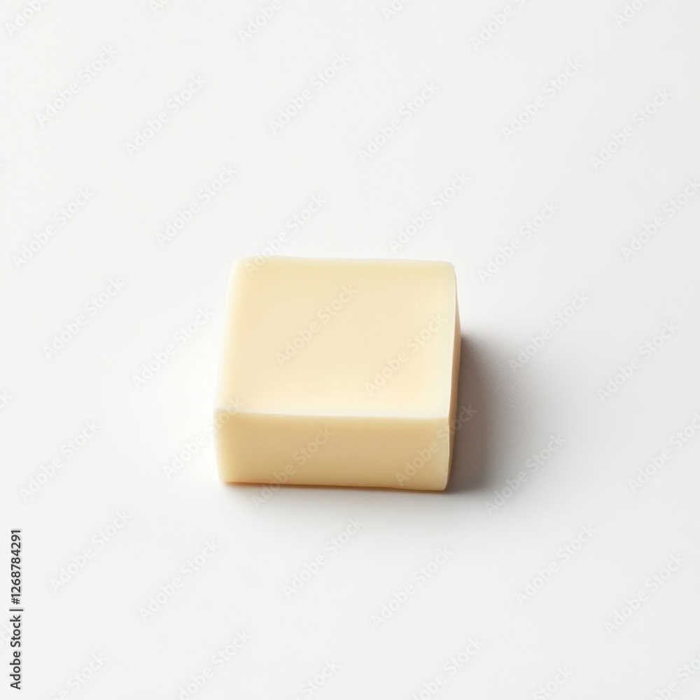 Poster creamy butter block on a white background perfect for culinary use and delicious recipes