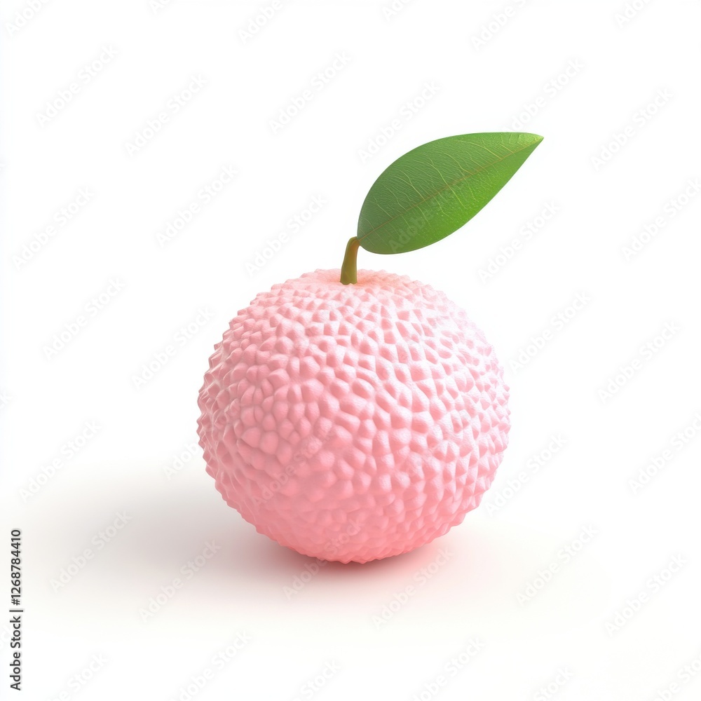 Poster fresh lychee with textured pink skin showcasing its unique shape and vibrant color in a minimalist s