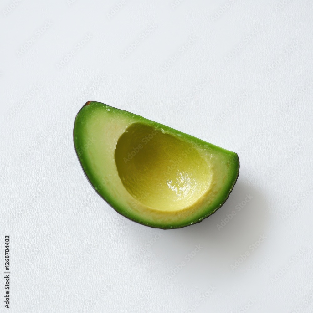 Poster freshly sliced green avocado halves showcasing vibrant color and ripe texture on a neutral backgroun