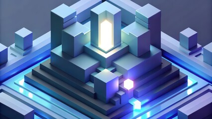 Abstract Geometric Structure with Glowing Core