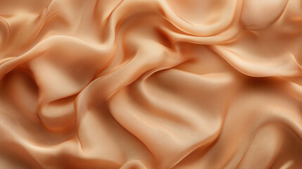 Obraz premium Soft, elegant peach fabric drapes effortlessly, showcasing smooth curves and rich texture for design inspiration.