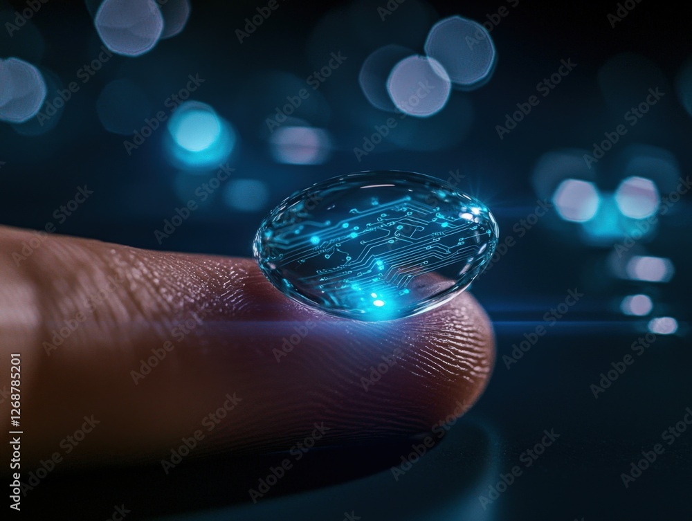 Poster innovative technology display close-up digital art studio environment macro viewpoint futuristic con
