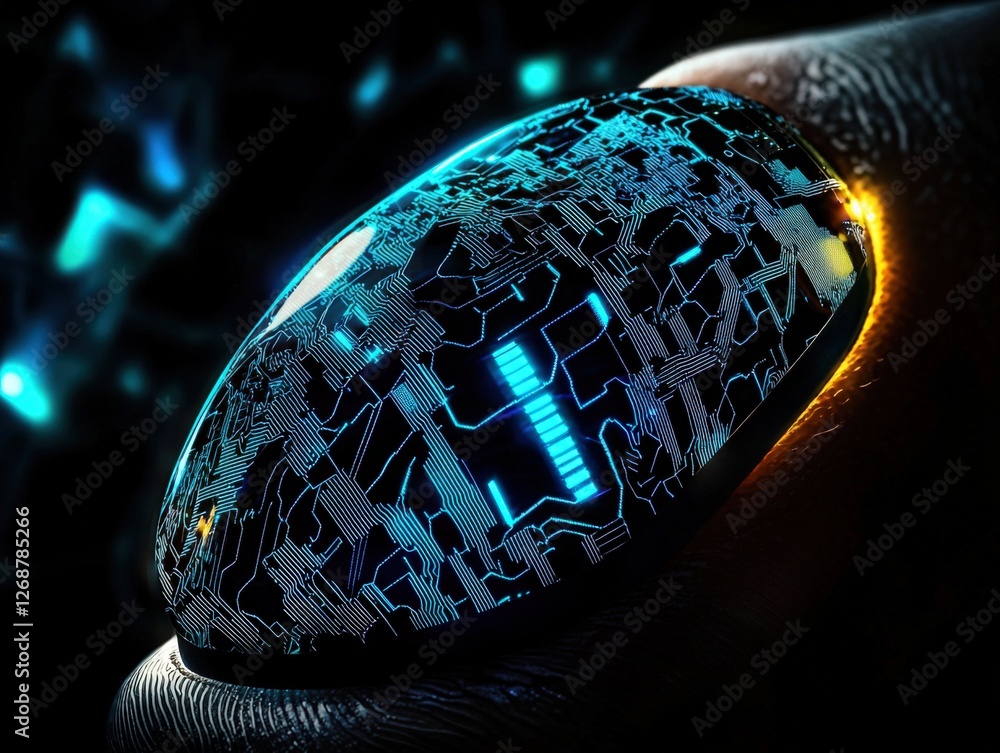 Poster futuristic technology enhancement digital realm concept art sci-fi environment macro viewpoint cyber