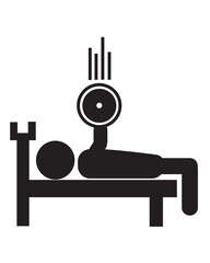 Stikman icon is practicing weight lifting bench press
