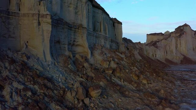 Aerial view of rugged desert terrain with unique rock formations in Hingol Balochistan National Park