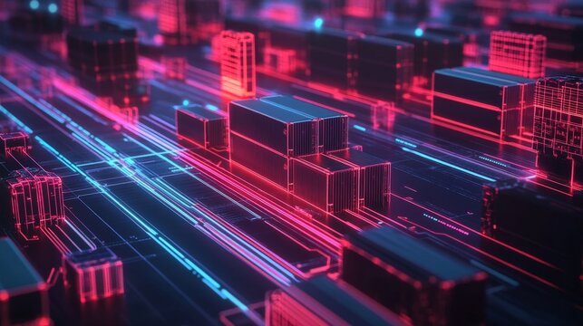 Futuristic Supply Chain Control Center with Holographic Elements