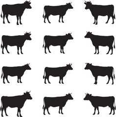 silhouette cow vector icon.