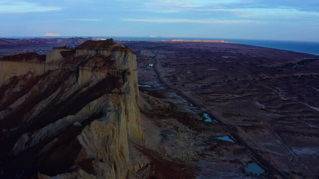 Aerial view of rugged desert terrain with unique rock formations in Hingol Balochistan National Park