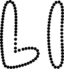 Vector of uppercase and lowercase letter L in dashed line style. Ideal for kids tracing worksheets, coloring pages, and educational materials.