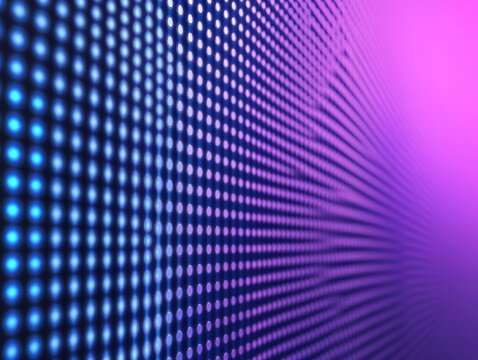 An array of small lights forms a repeating pattern, blending from blue to purple in the image
