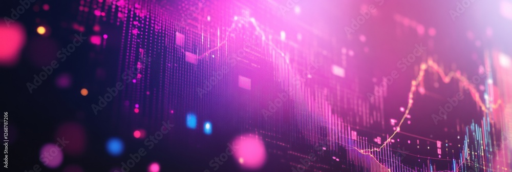 Aufkleber Dynamic digital data visualization with vibrant colors showcasing market trends and patterns in real time. Generative AI
