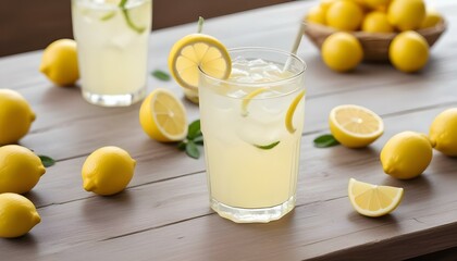 Glass of fresh lemonade on a table
