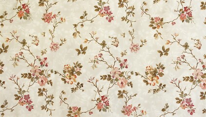 Vintage floral pattern on cream background, vintage wallpaper, vintage fabric texture.