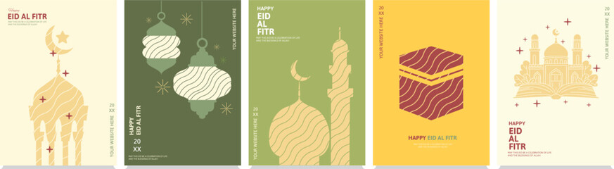 Happy Eid al Fitr Design Set for Social Media post or Printed Poster
