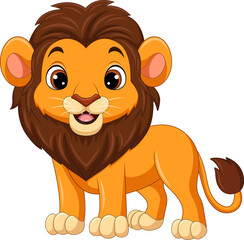 Illustration of cartoon happy lion