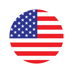 United States of America flag in circle shape. Vector Illustration