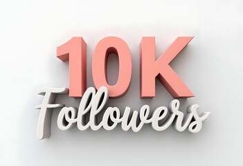 10k followers thank you 3D logo isolated on white background 3D illustration.
