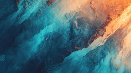 Abstract Landscape: Teal and Burnt Orange Hues