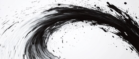Dynamic Black Brushstroke Abstract Art Design Creating Movement and Texture for Posters and Banners in Modern Presentation Settings