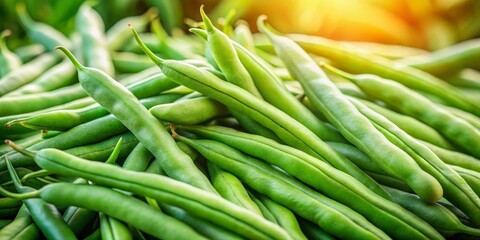 Fototapeta premium Fresh Green Beans Piled Together in a Vibrant Organic Farm Setting