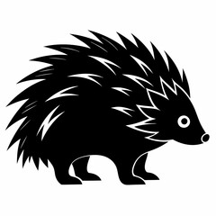 Porcupine Icon in Black Silhouette