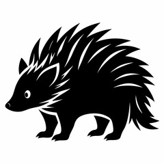 Porcupine Icon in Black Silhouette