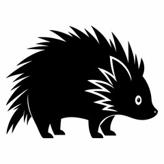 Porcupine Icon in Black Silhouette