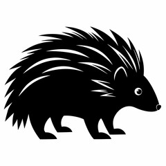 Porcupine Icon in Black Silhouette