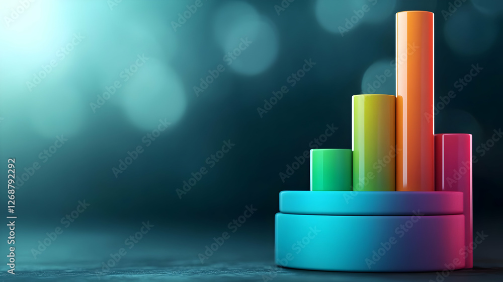 Poster colorful bar graph representing data growth and analysis in modern business.