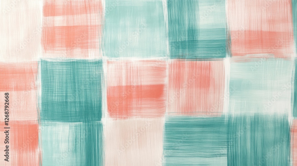 Poster Soft pencil strokes create a grid pattern in muted teal and coral tones, adding visual texture to the design