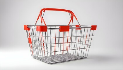 Empty shopping basket isolated on white background