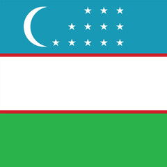 Flag of Uzbekistan. Uzbekistan square flag icon digital vector illustration