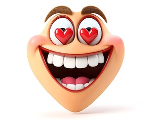 Cartoon Heart Character with Joyful Expression and Love Eyes