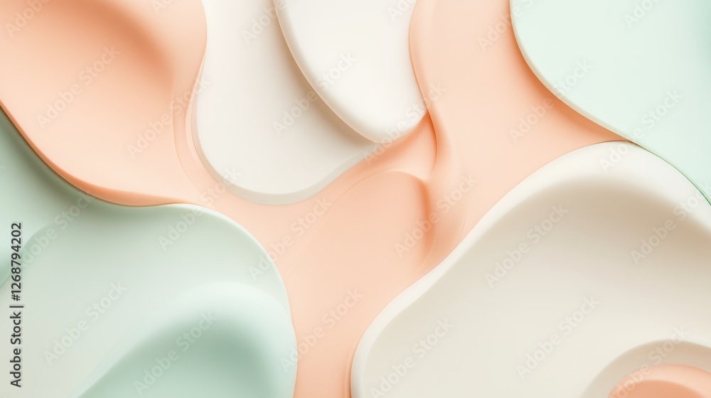 Poster Elegant pastel shapes create a soothing visual harmony in soft peach and mint tones