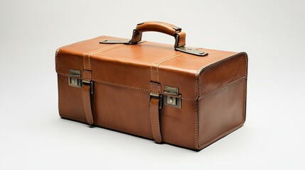 Brown Leather Briefcase Isolated on White Background for Business Use