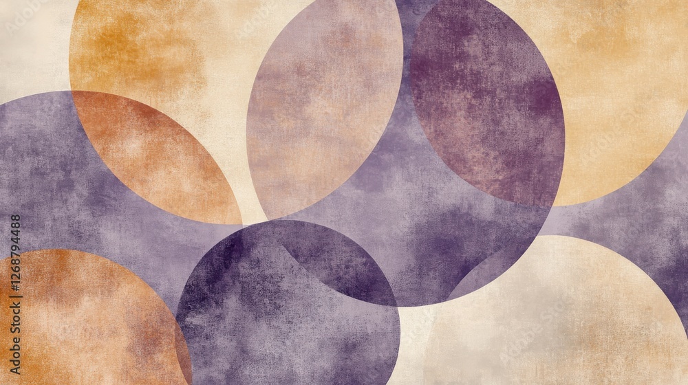 Poster elegant composition of muted overlapping circular shapes creating a harmonious blend of colors in a 