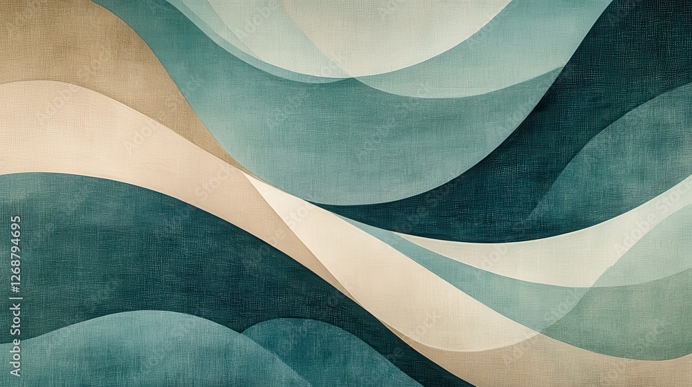 Poster Elegant arcs of muted teal pencil strokes create a soothing abstract design that highlights gentle curves and layers