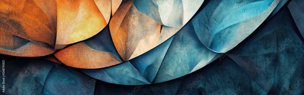 Aufkleber exploration of abstract pencil strokes with captivating blue and orange patches creating a dynamic v